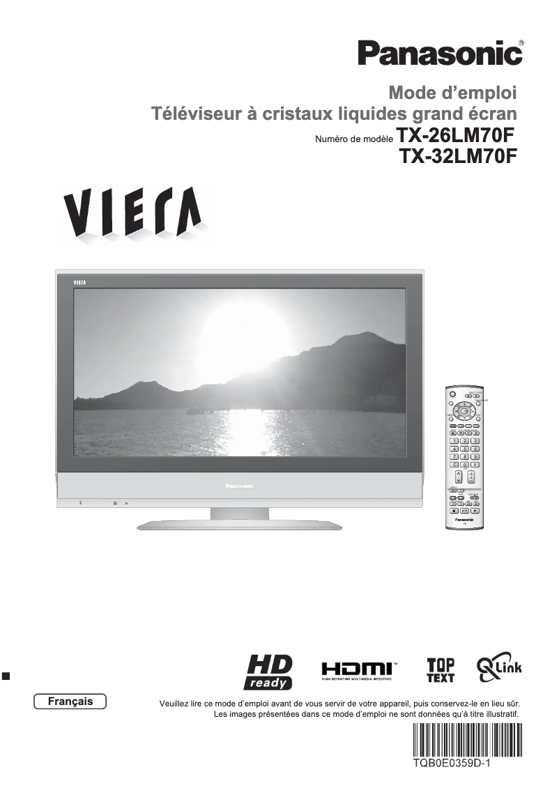 Page 1 of the manual User Manual Panasonic Viera TX-32LM70F
