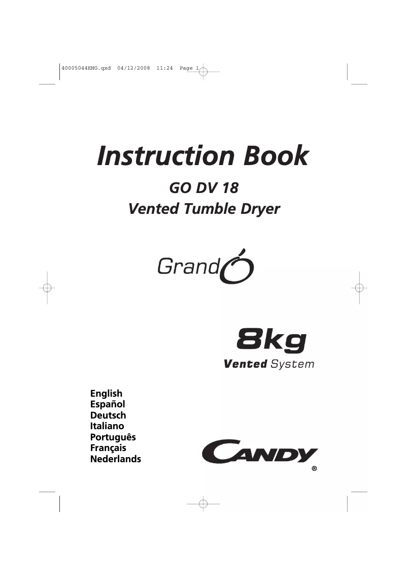 First page image of the manual for Go dv 18