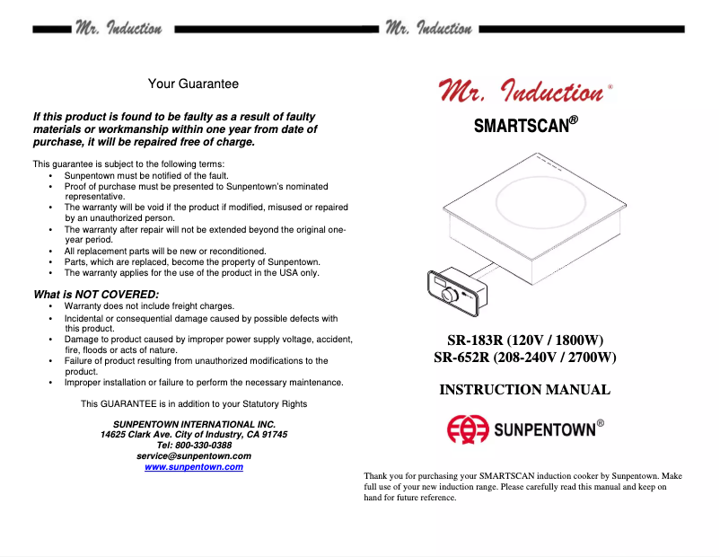 Page 1 of the manual User Manual SPT SR-652R