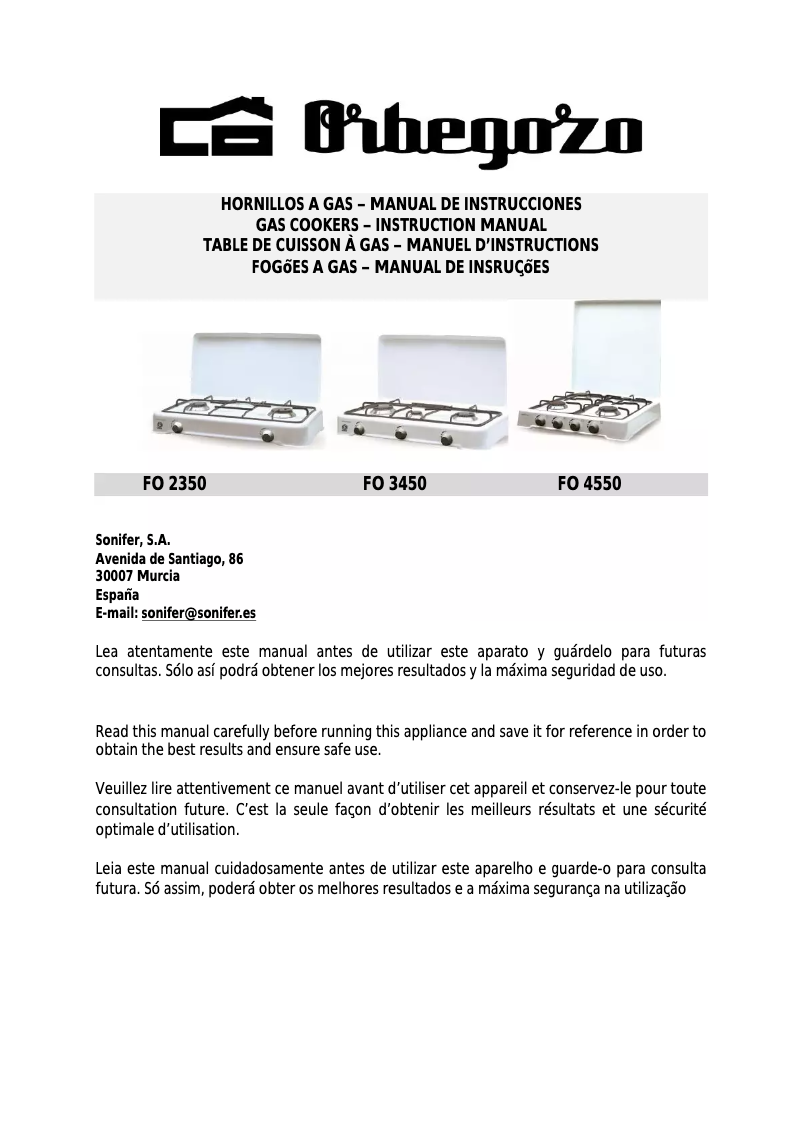 Page 1 of the manual User Manual Orbegozo FO 3450
