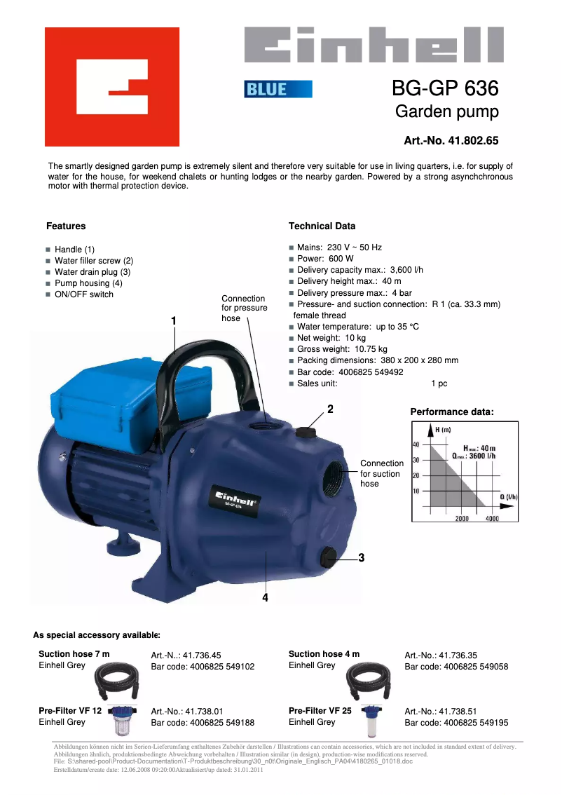 First page image of the manual for BG-GP 636