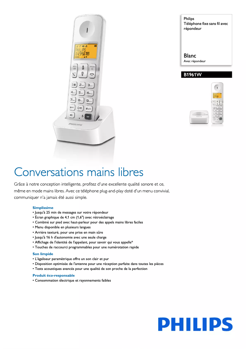 First page image of the manual for B1961W