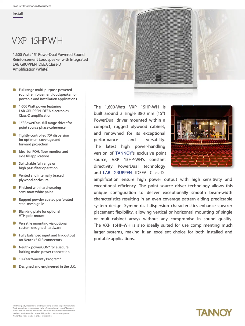 First page image of the manual for VXP 15HP