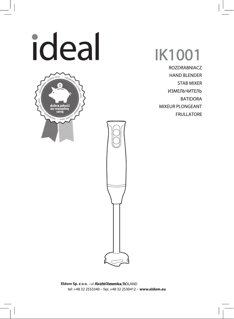 Page 1 of the manual User Manual Eldom IDEAL IK1001