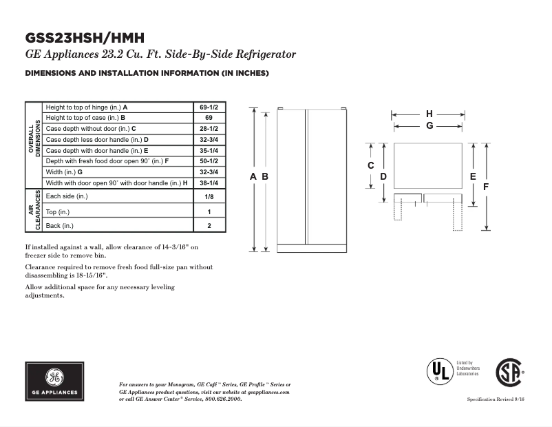 First page image of the manual for GSS23HMHES