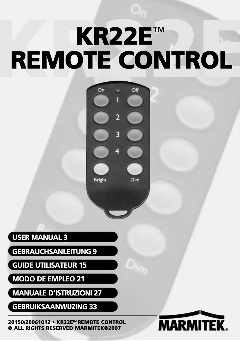 Page 1 of the manual User Manual Marmitek KR22