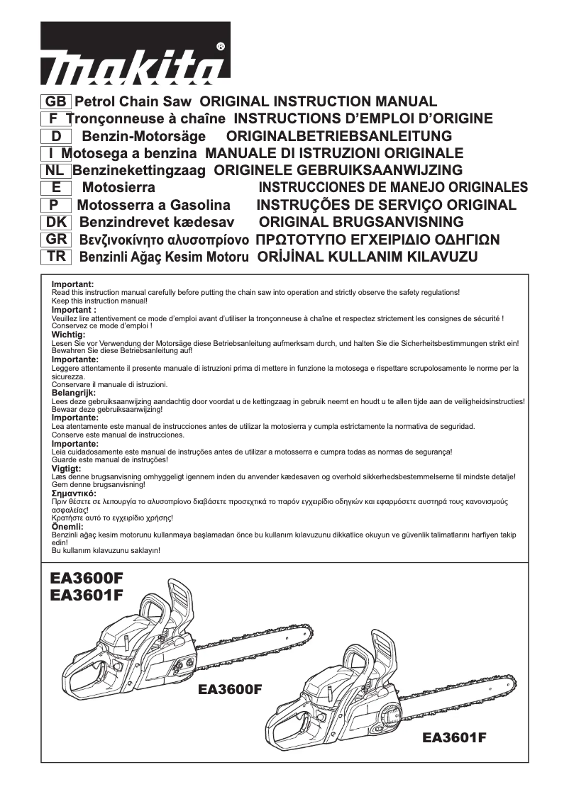 First page image of the manual for EA3601F40B