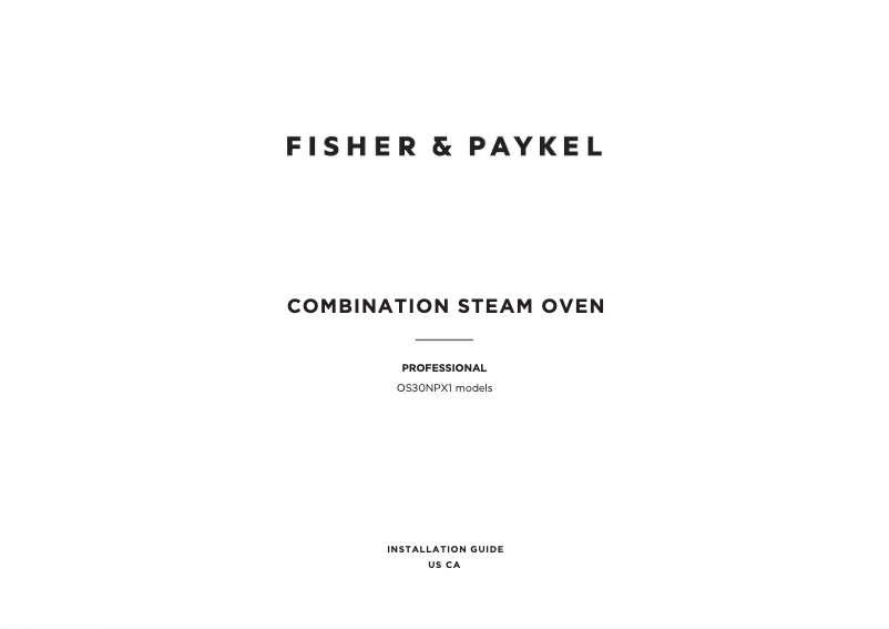 Page 1 of the manual Installation Guide Fisher & Paykel OS30NPX1