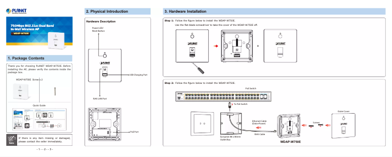 Page 1 of the manual User Manual Planet WDAP-W750E