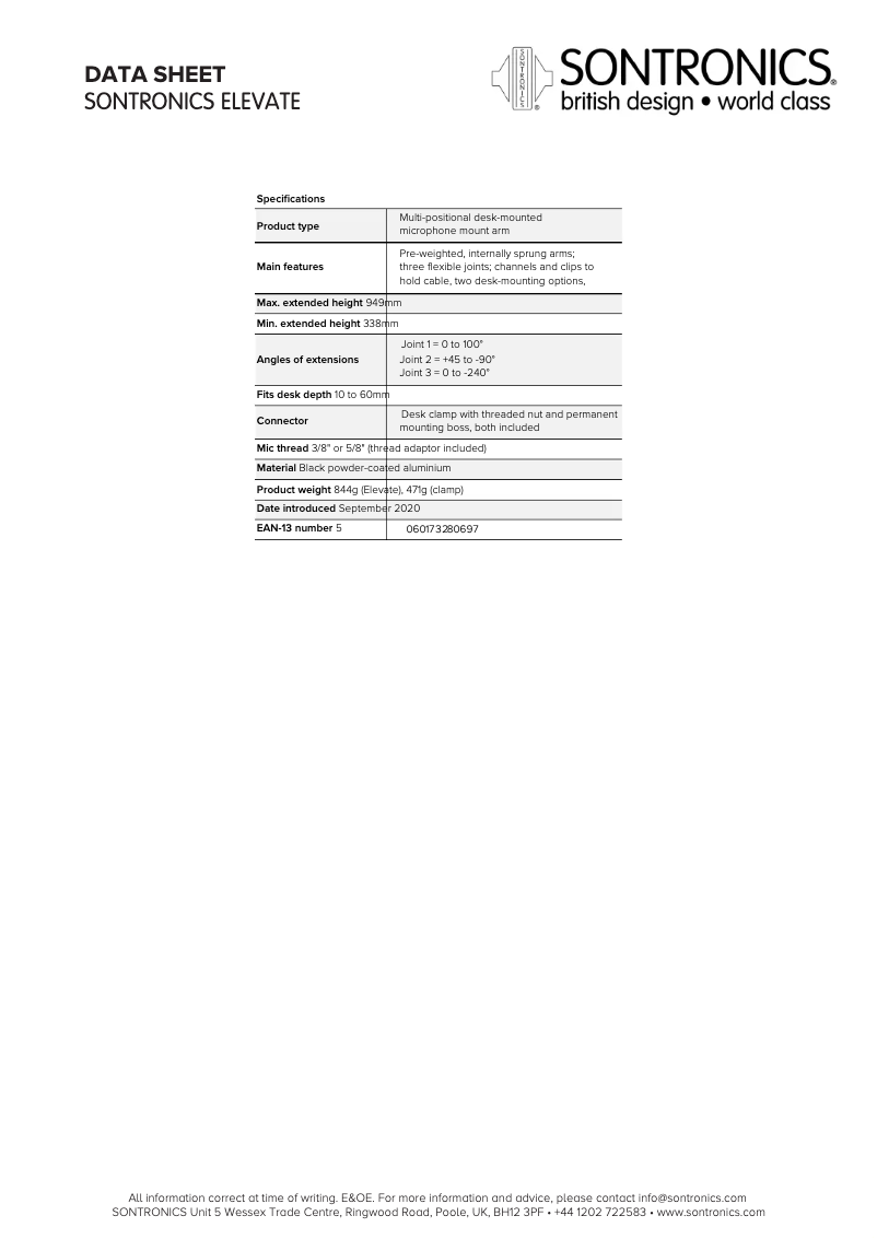 Page 1 of the manual User Manual Sontronics Elevate