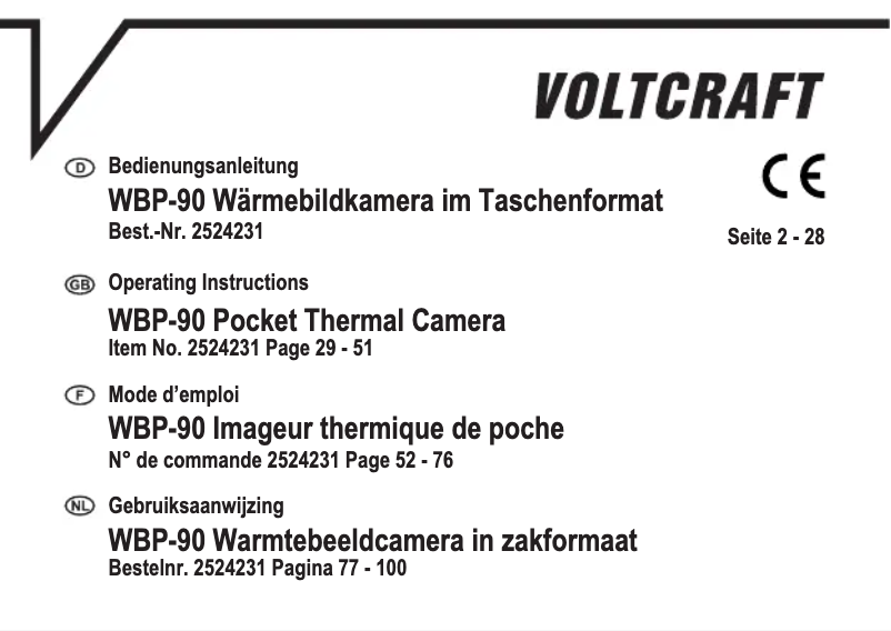 First page image of the manual for WBP-90