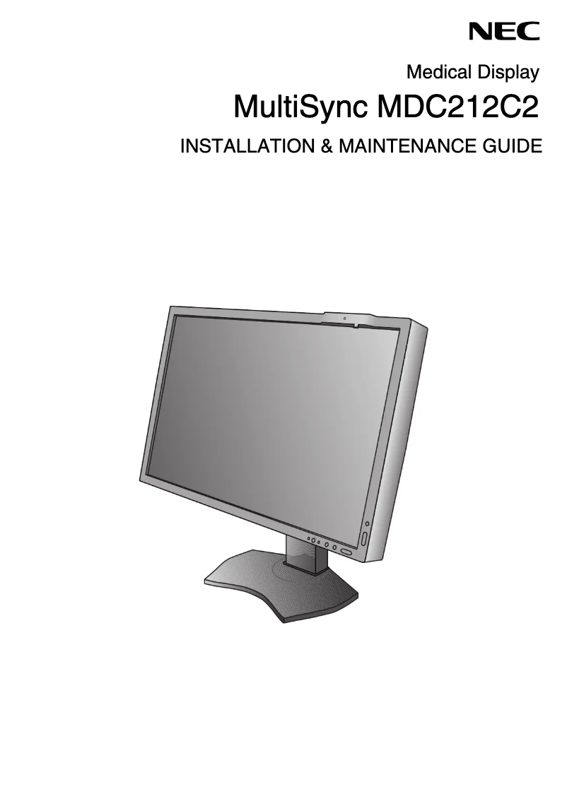 First page image of the manual for MultiSync MDC212C2