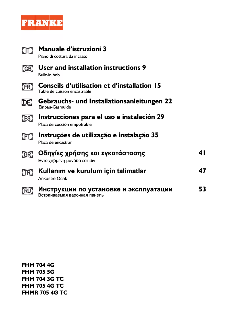 Image de la première page du manuel de l'appareil Bisel 705 FHM 705 4G TC XS C