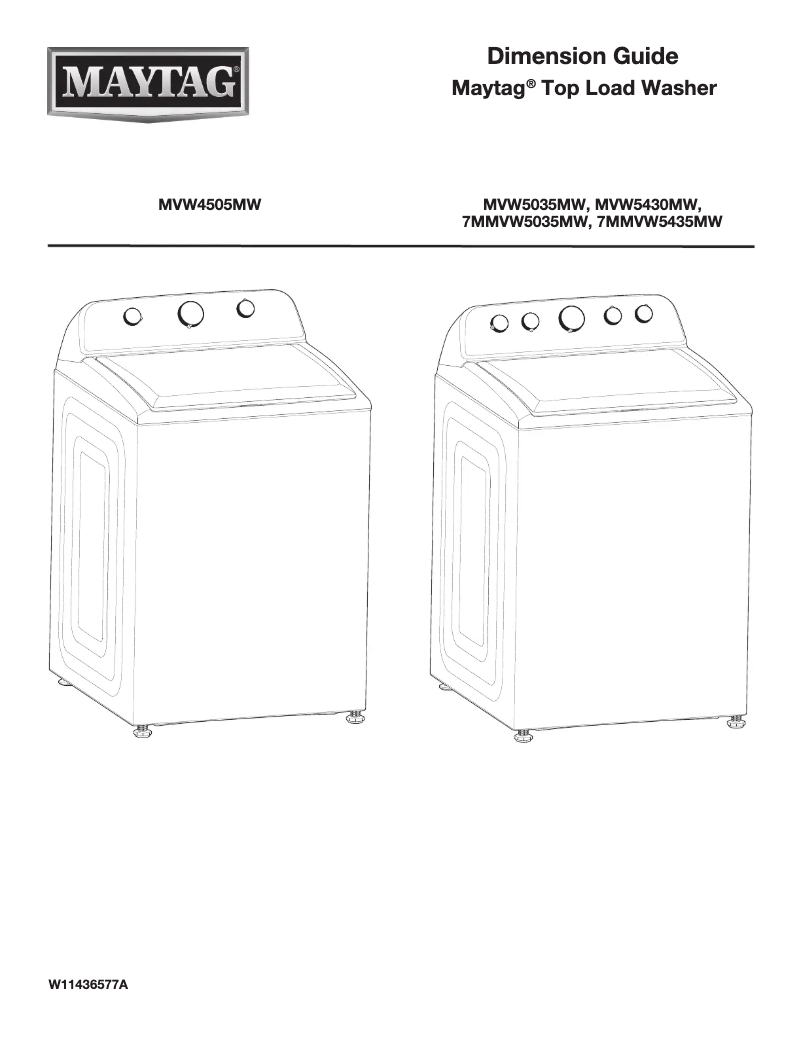 Page 1 of the manual Technical Sheet Maytag MVW5430MW