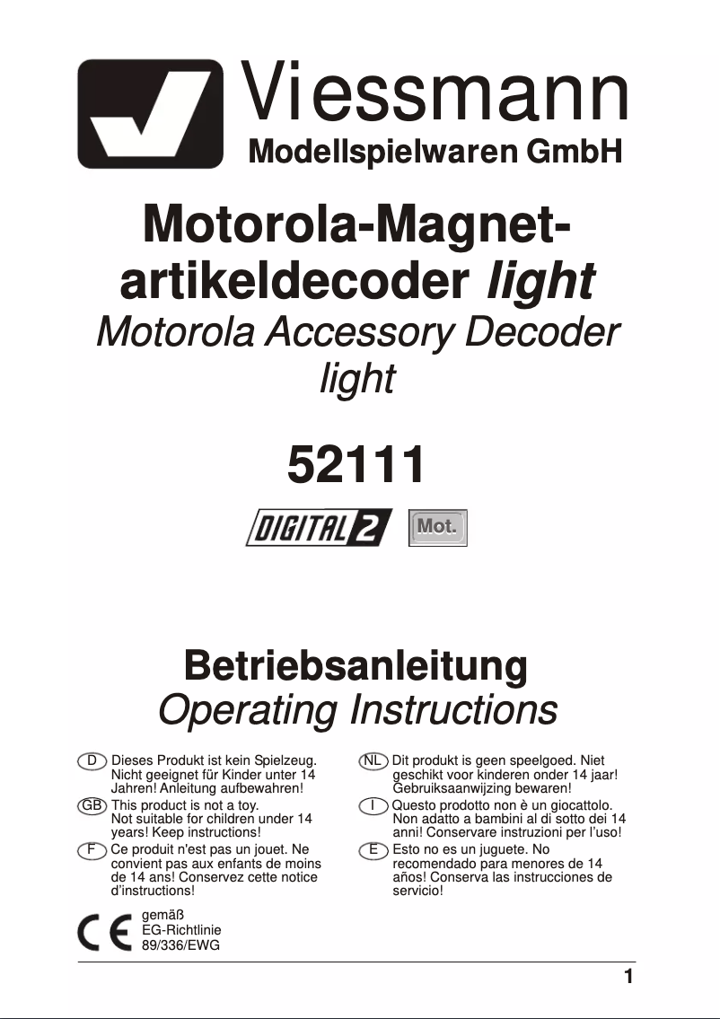 Page 1 of the manual User Manual Viessmann 52111