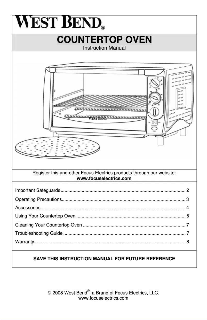 Page 1 de la notice Manuel utilisateur WestBend 74766
