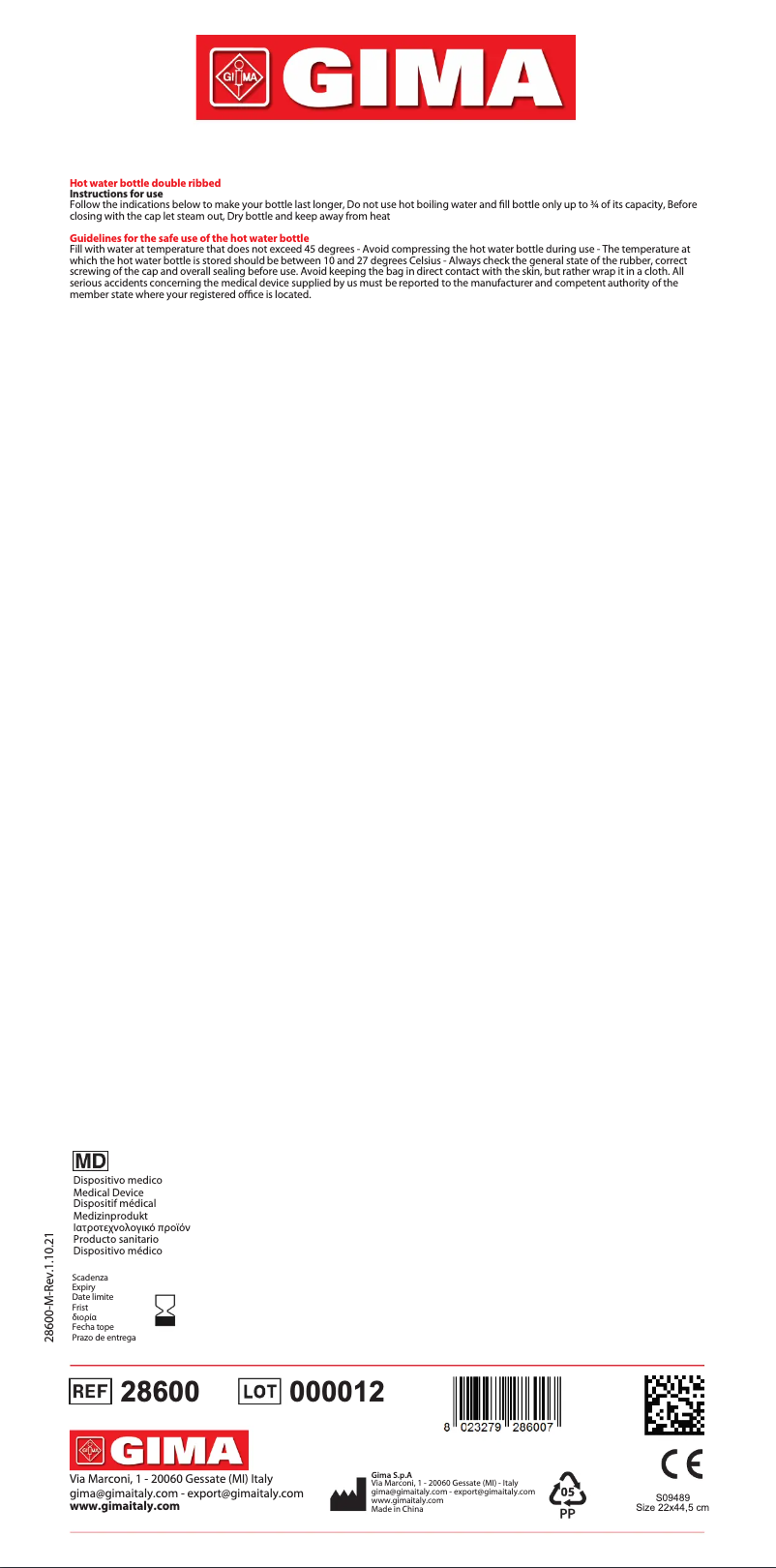 Page 1 of the manual User Manual GIMA 28600