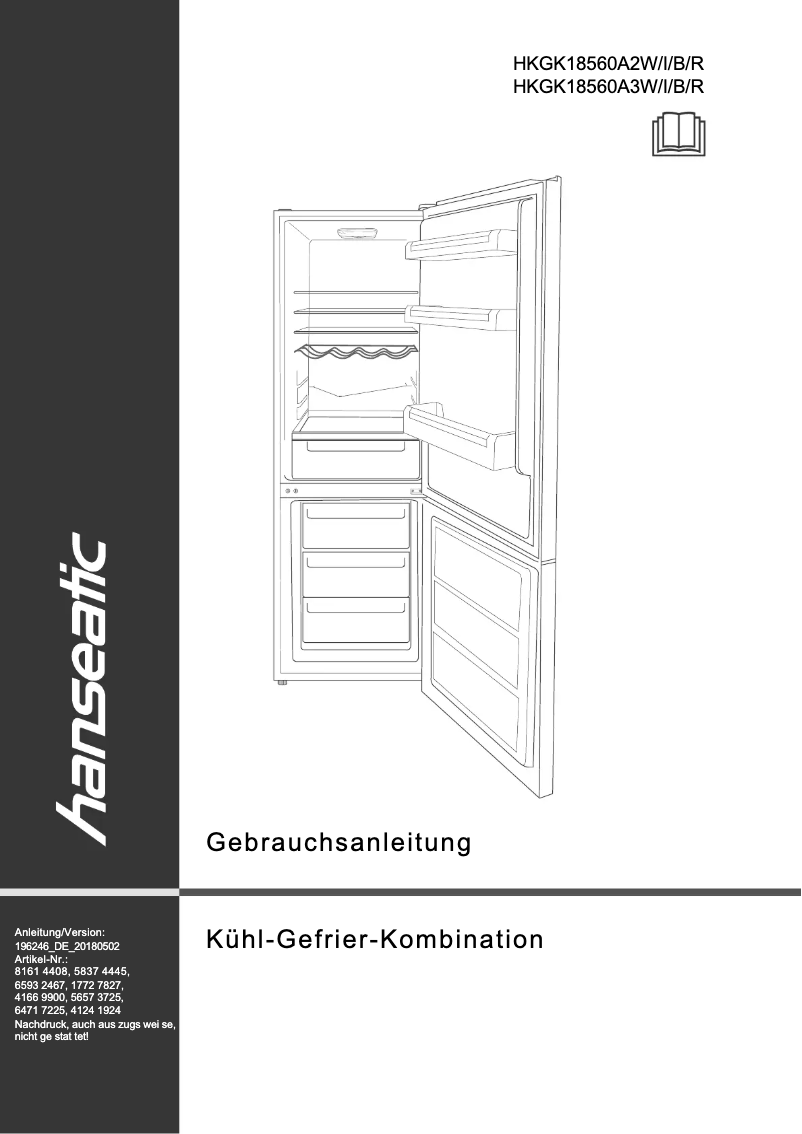 First page image of the manual for HKGK18560A3W