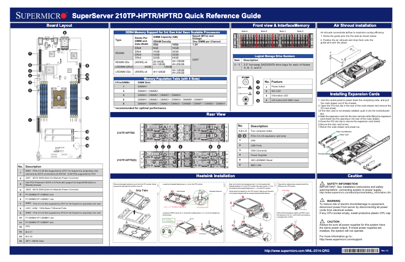 First page image of the manual for SuperServer SYS-210TP-HPTR
