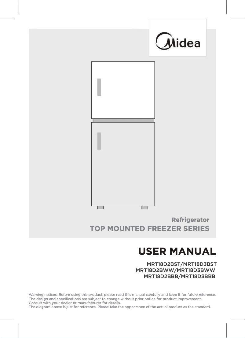 First page image of the manual for MRT18D3BWW