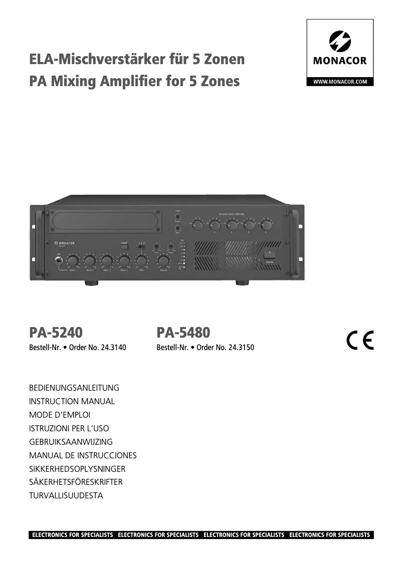 First page image of the manual for PA-5480