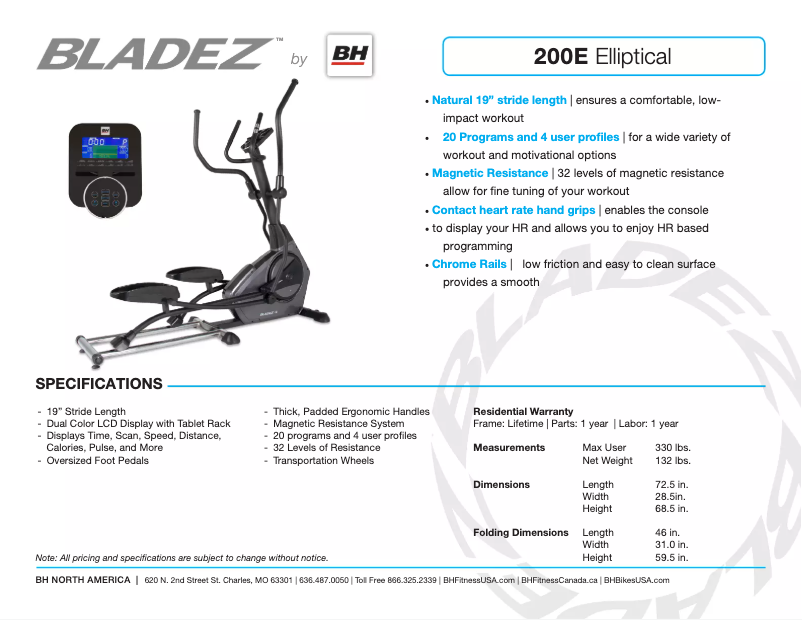 First page image of the manual for 200E