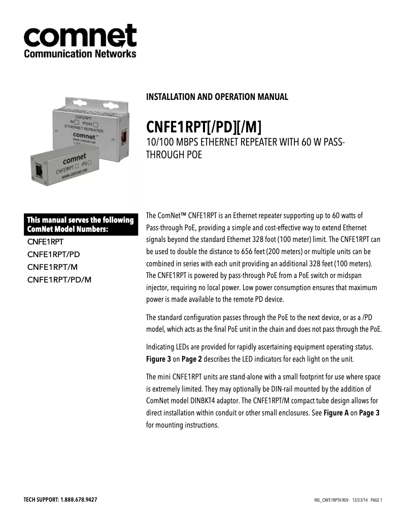 First page image of the manual for CNFE1RPT