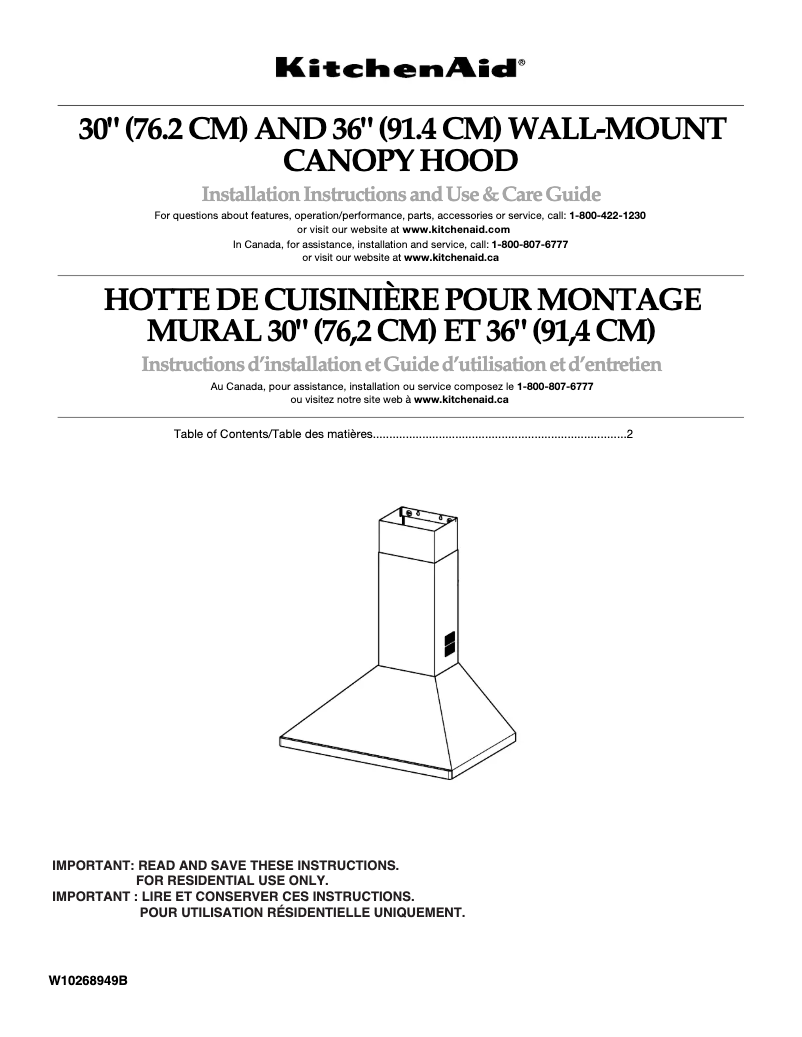 Page 1 of the manual Installation Guide KitchenAid KWCS100WSS