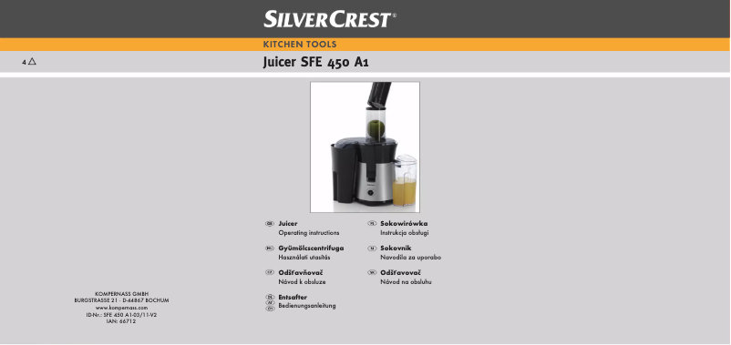 Page 1 of the manual User Manual SilverCrest SFE 450 B1
