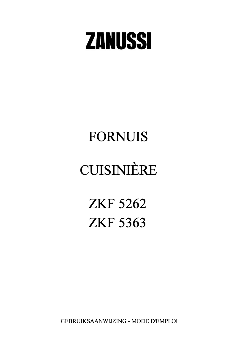 First page image of the manual for ZKF 5262 S