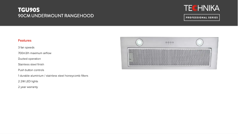 Page 1 de la notice Manuel utilisateur Technika TGU90S