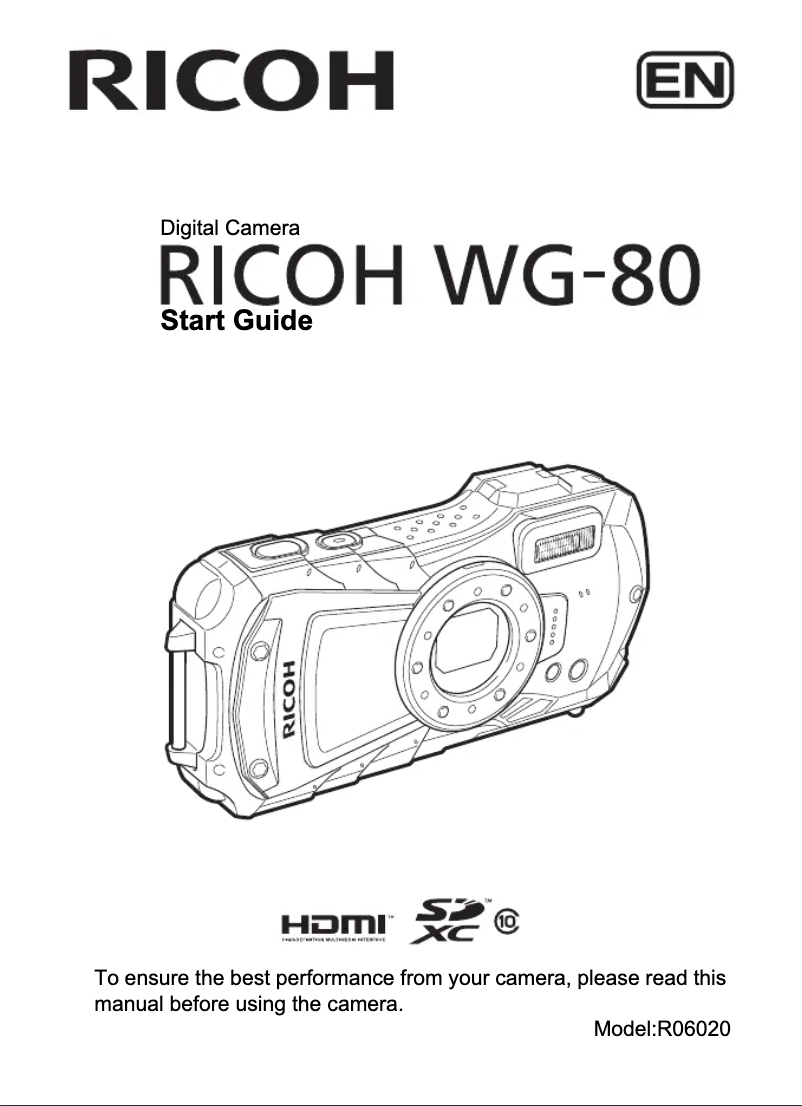 Page 1 of the manual Quick Start Guide Ricoh WG-80