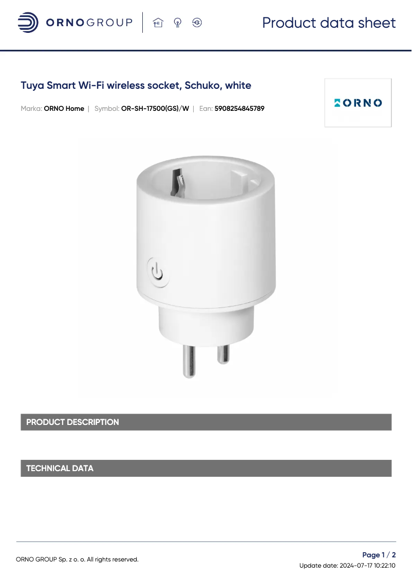 Image de la première page du manuel de l'appareil OR-SH-17500