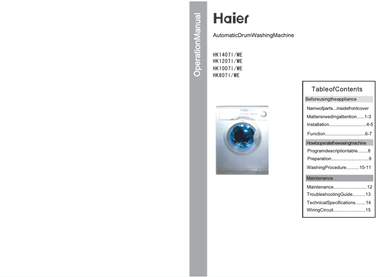 Page 1 of the manual User Manual Haier HK1007I
