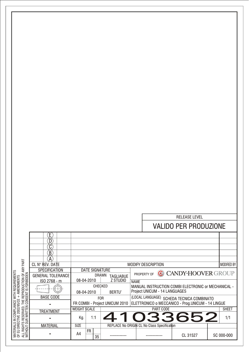 First page image of the manual for HSC 182 A