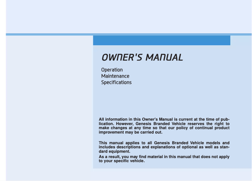Page 1 of the manual User Manual Genesis G70 (2020)