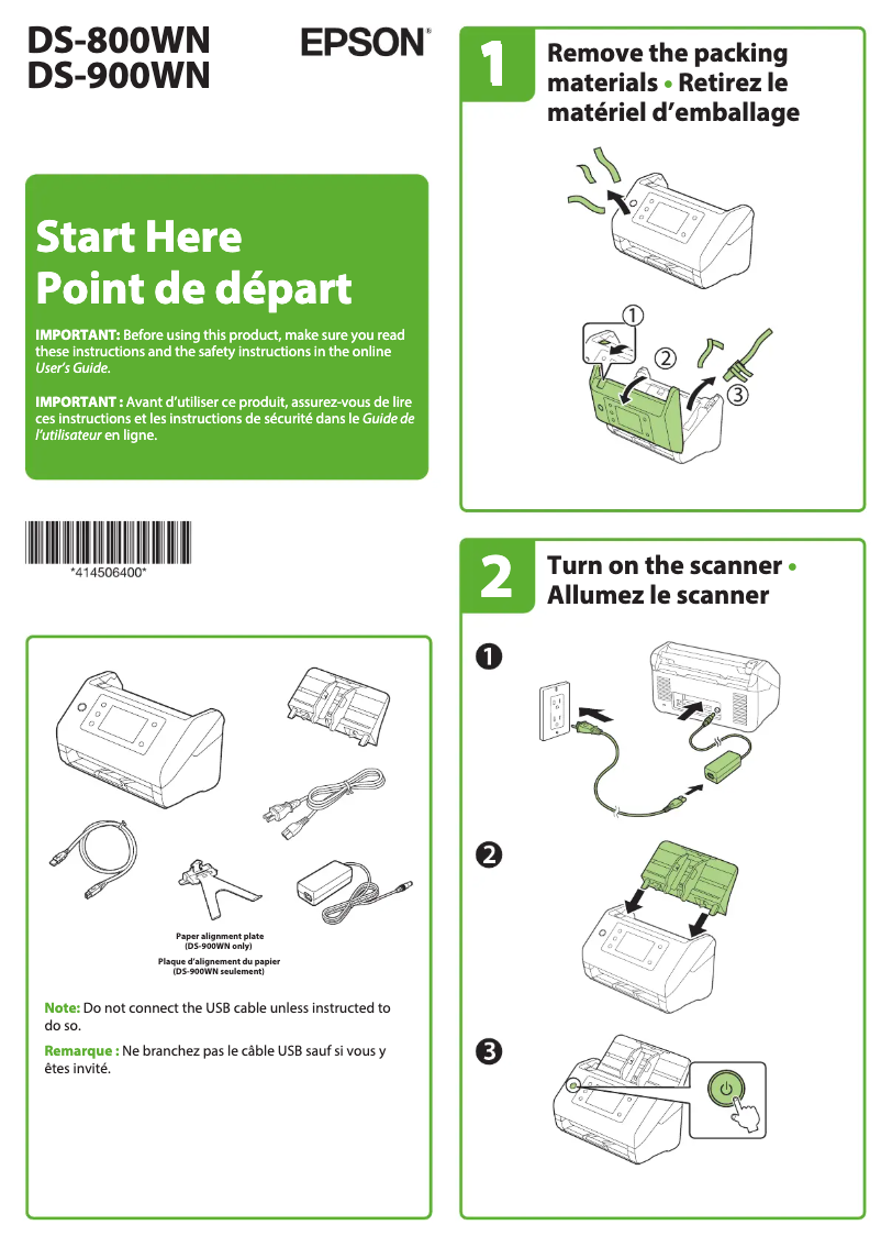 Page 1 of the manual Installation Guide Epson WorkForce DS-900WN