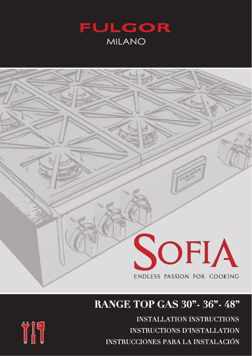 Page 1 of the manual Installation Guide Fulgor Milano F6GRT366S1
