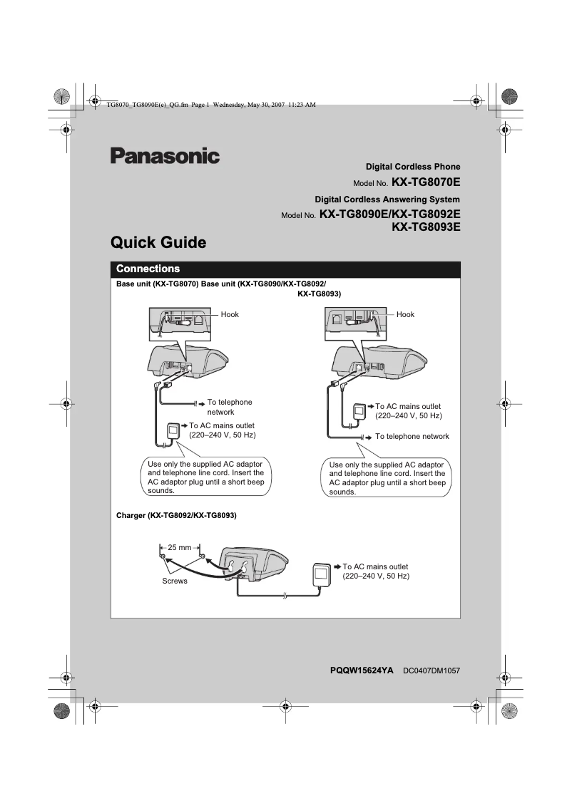 First page image of the manual for KX-TG8090E