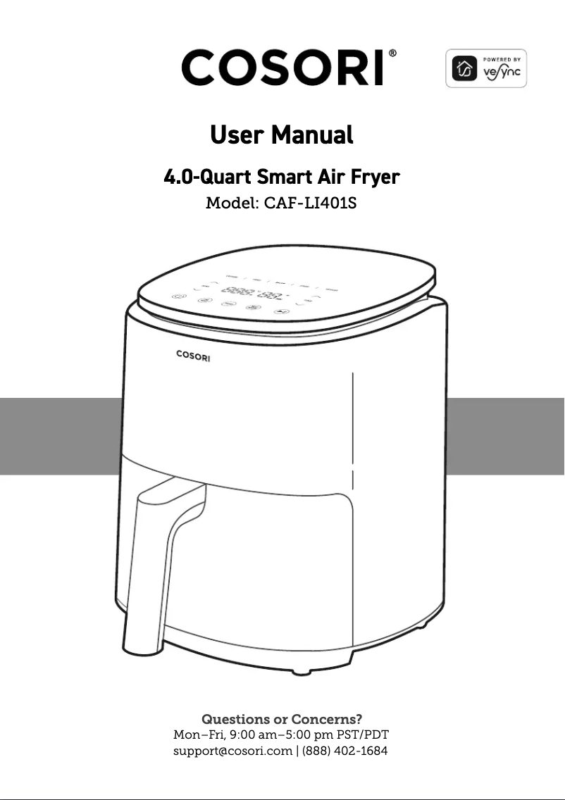 Page 1 of the manual User Manual Cosori CAF-LI401S