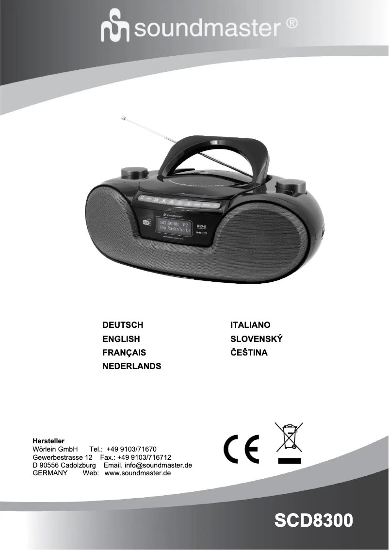 Page 1 of the manual User Manual Soundmaster SCD8300