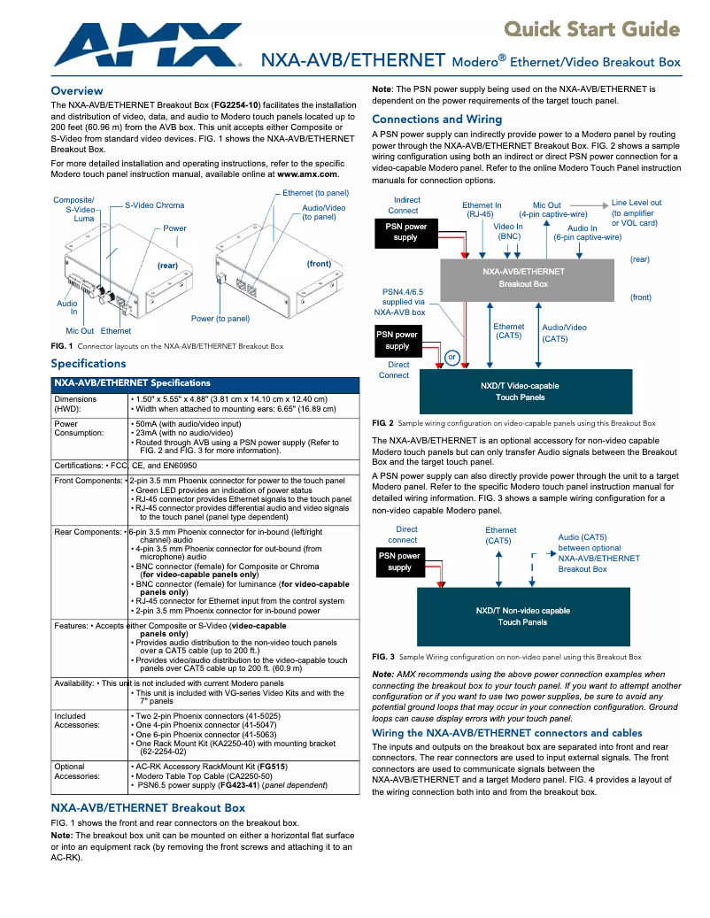 Page 1 of the manual User Manual AMX NXA-AVB/ETHERNET