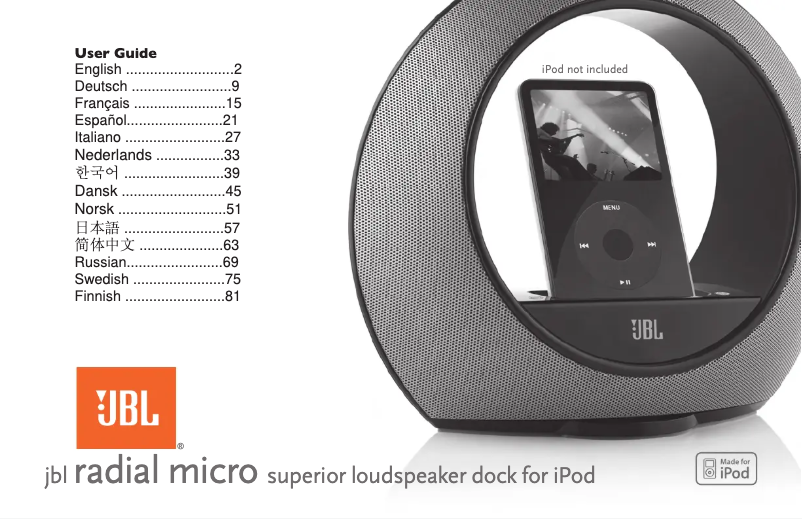 Page 1 of the manual User Manual JBL Radial Micro