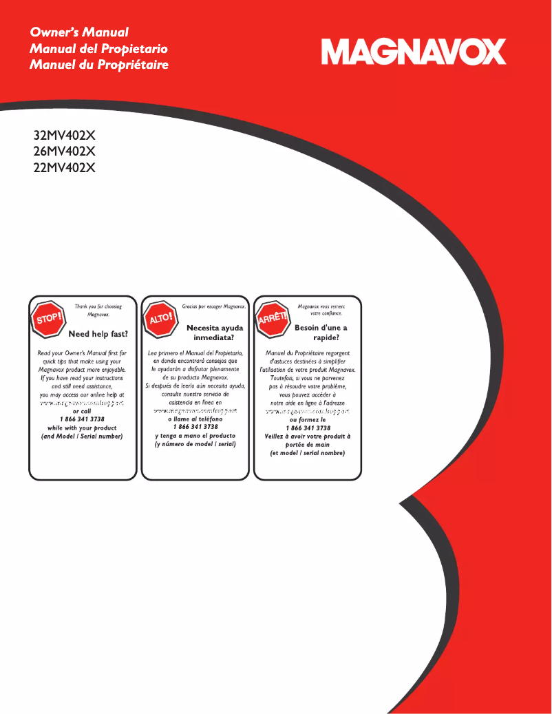 Page 1 of the manual User Manual Magnavox 26MV402X
