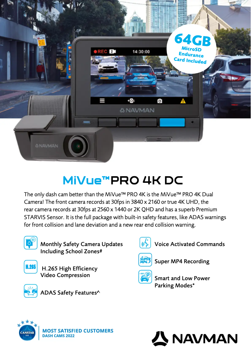 Page 1 of the manual User Manual Navman MiVue Pro 4K DC