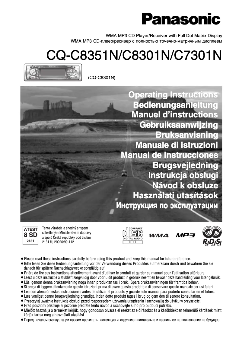 Page 1 of the manual User Manual Panasonic CQ-C8301N