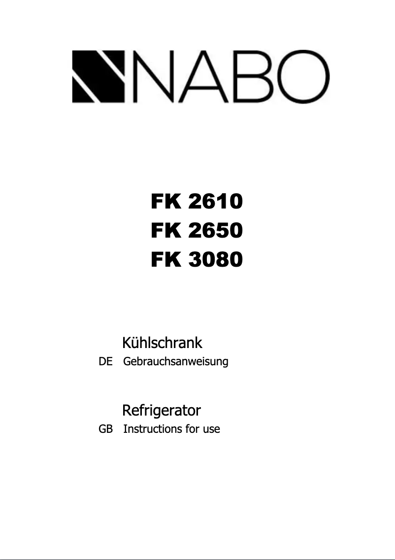 Page 1 of the manual User Manual Nabo FK 3080