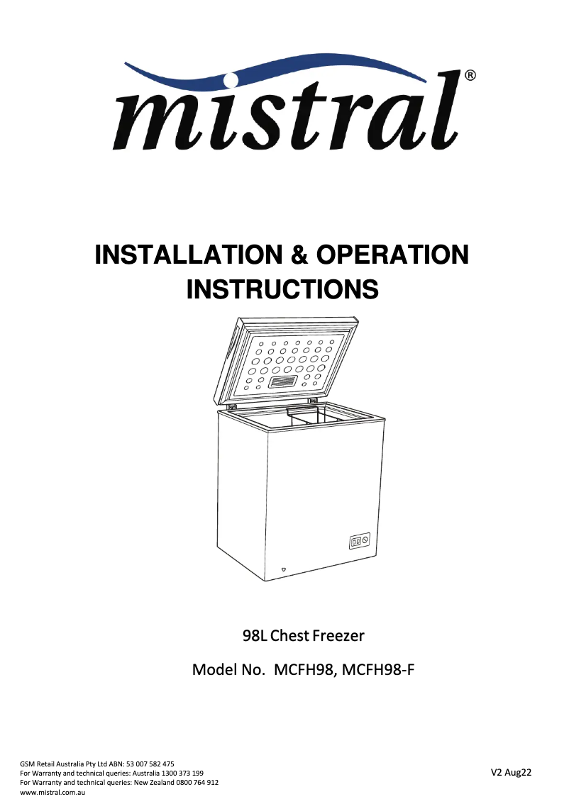 First page image of the manual for MCFH98