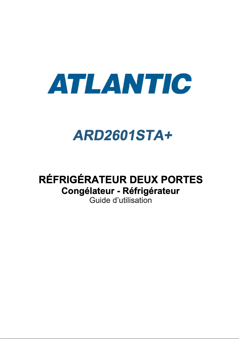 Page 1 of the manual User Manual Atlantic ARD2601STA+