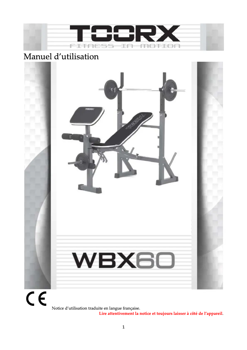 First page image of the manual for WBX-60